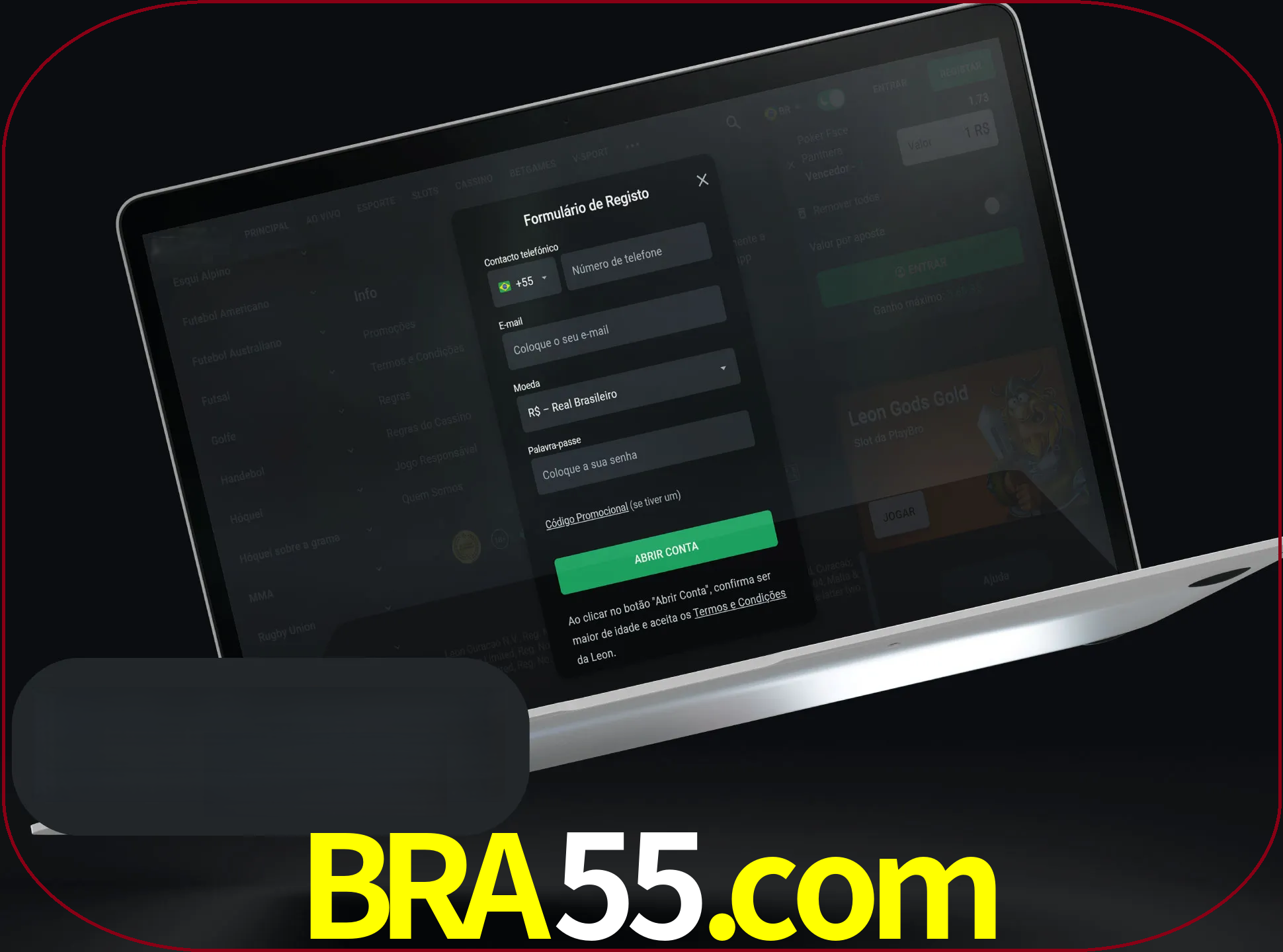 Abra o site da LeonBet e crie sua própria conta.
