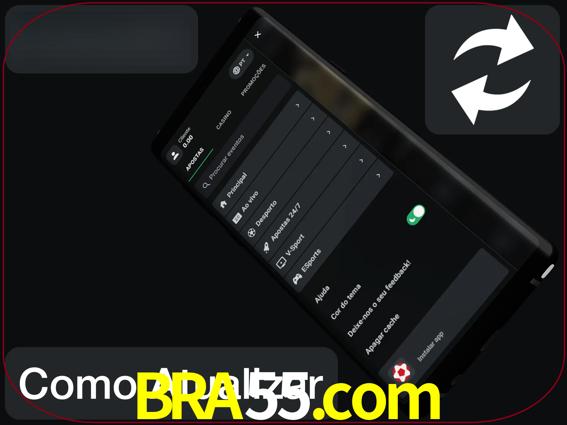 O aplicativo é atualizado automaticamente quando você faz o login.
