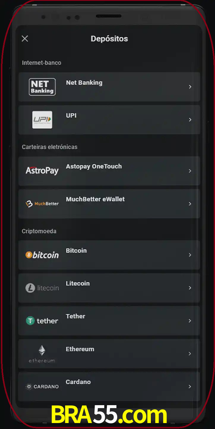 Você pode usar métodos alternativos de depósito.