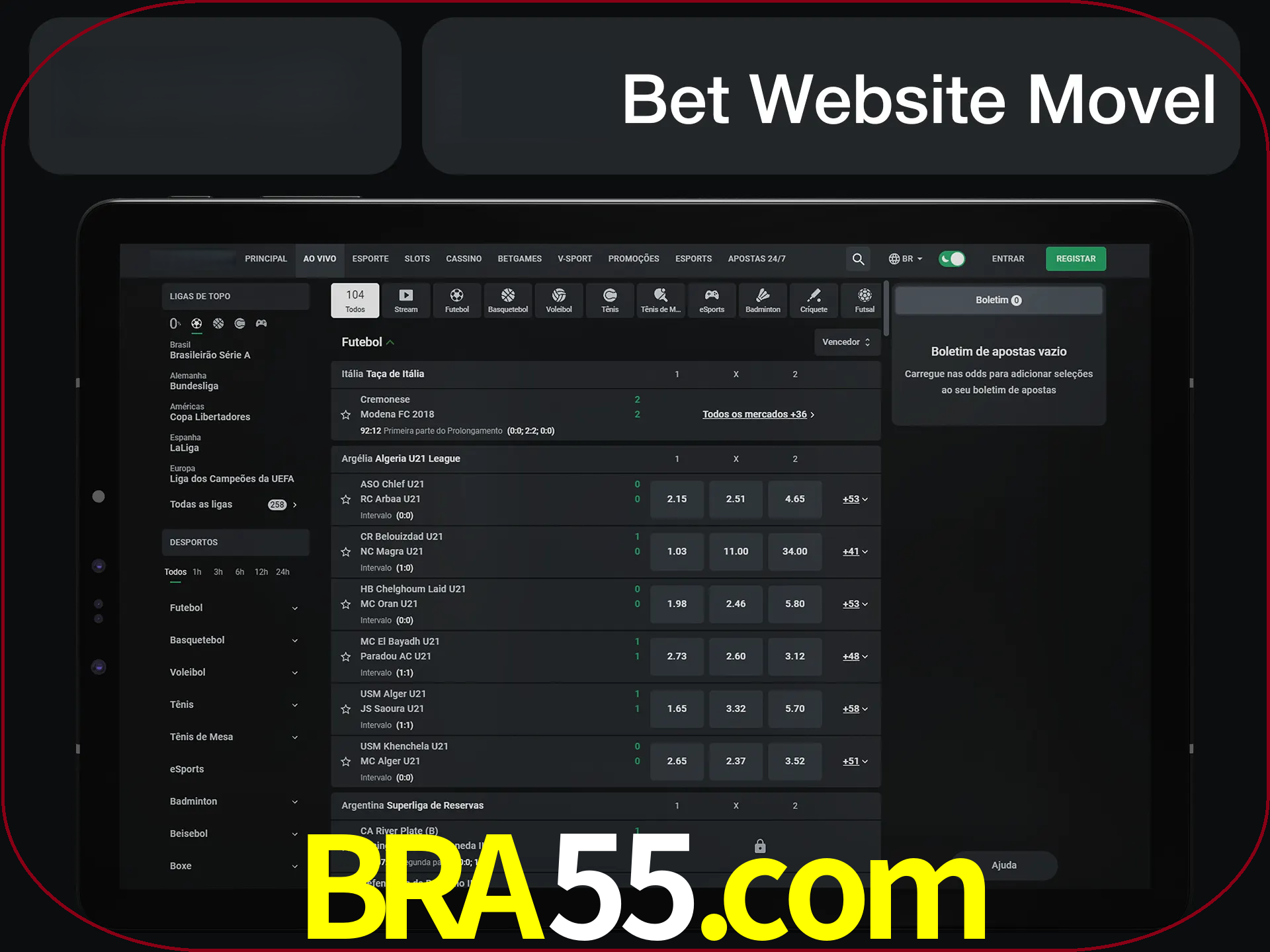 Use nosso website em qualquer dispositivo.